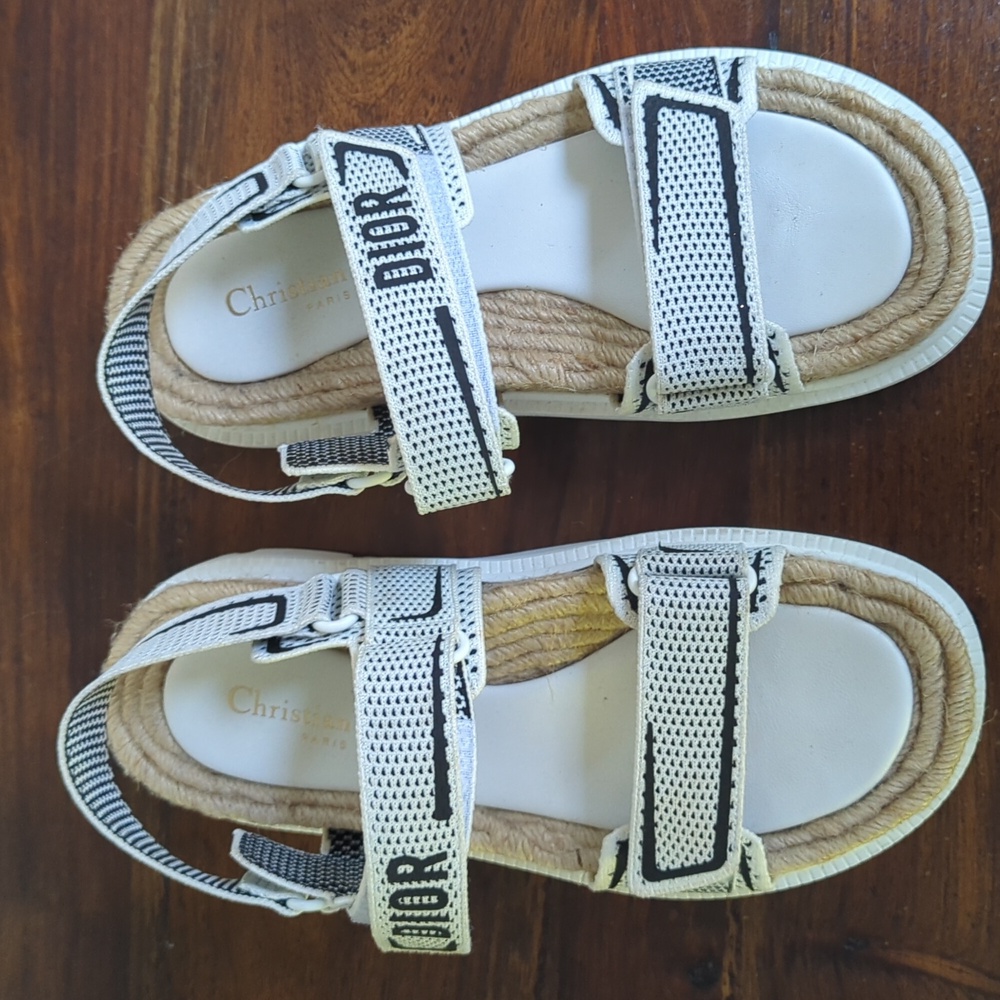 Dior white Velcro sandals